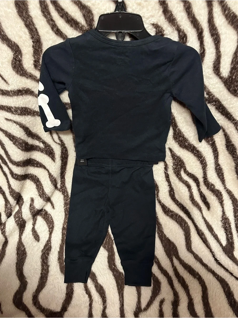 Black Skeleton Halloween Kids Pajama Set with Ghost & Pumpkin